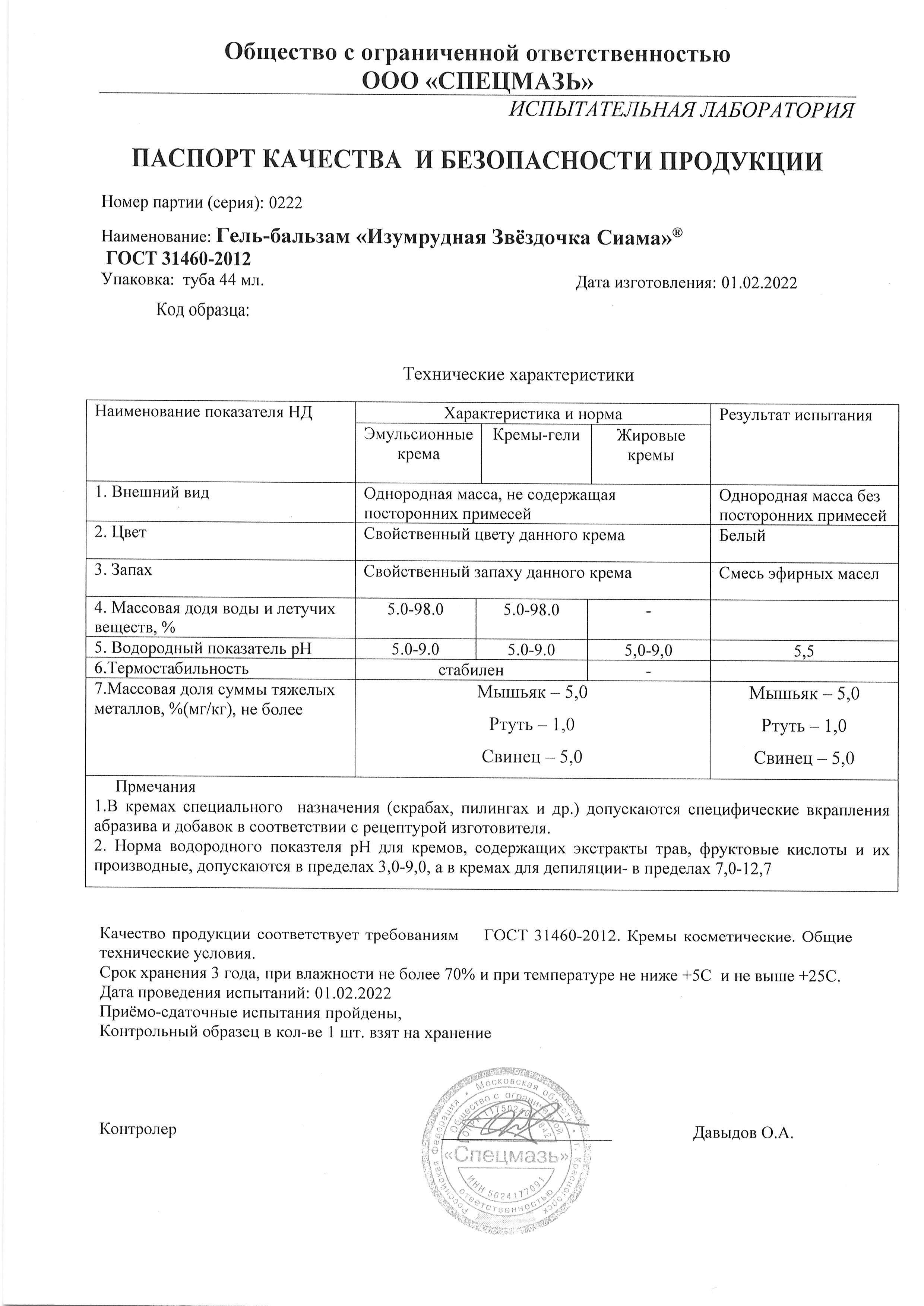 Паспорт №022022